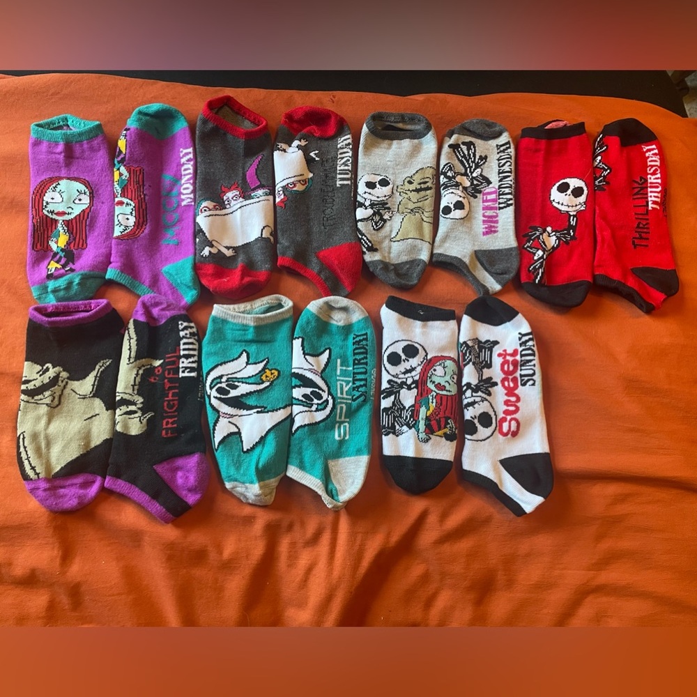 A Nightmare Before Christmas sock set days of the week